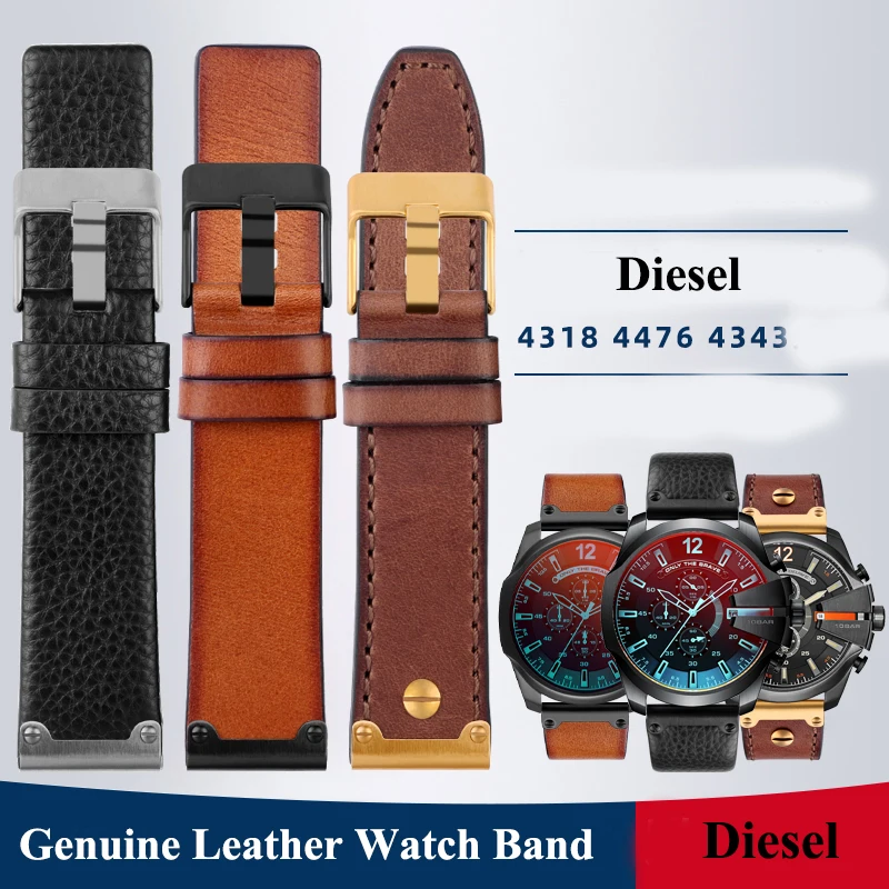 

26mm High Quality Genuine Leather Watch Band For Diesel DZ4318 DZ4343 DZ4476 DZ4323 DZ4290 DZ4292 Series Men Vintage Watch strap