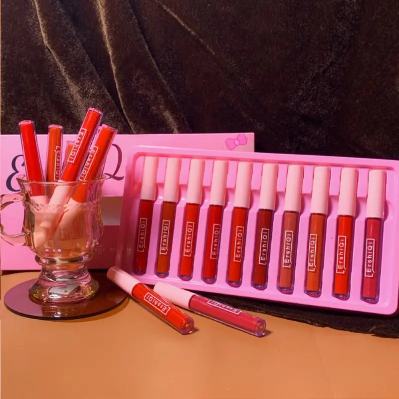 

10 PCS/Set Velvet Matte Lip Gloss Waterproof Natural Moisturizing Easy To Wear Long Lasting Hydrating Makeup Lip Gloss TSLM2