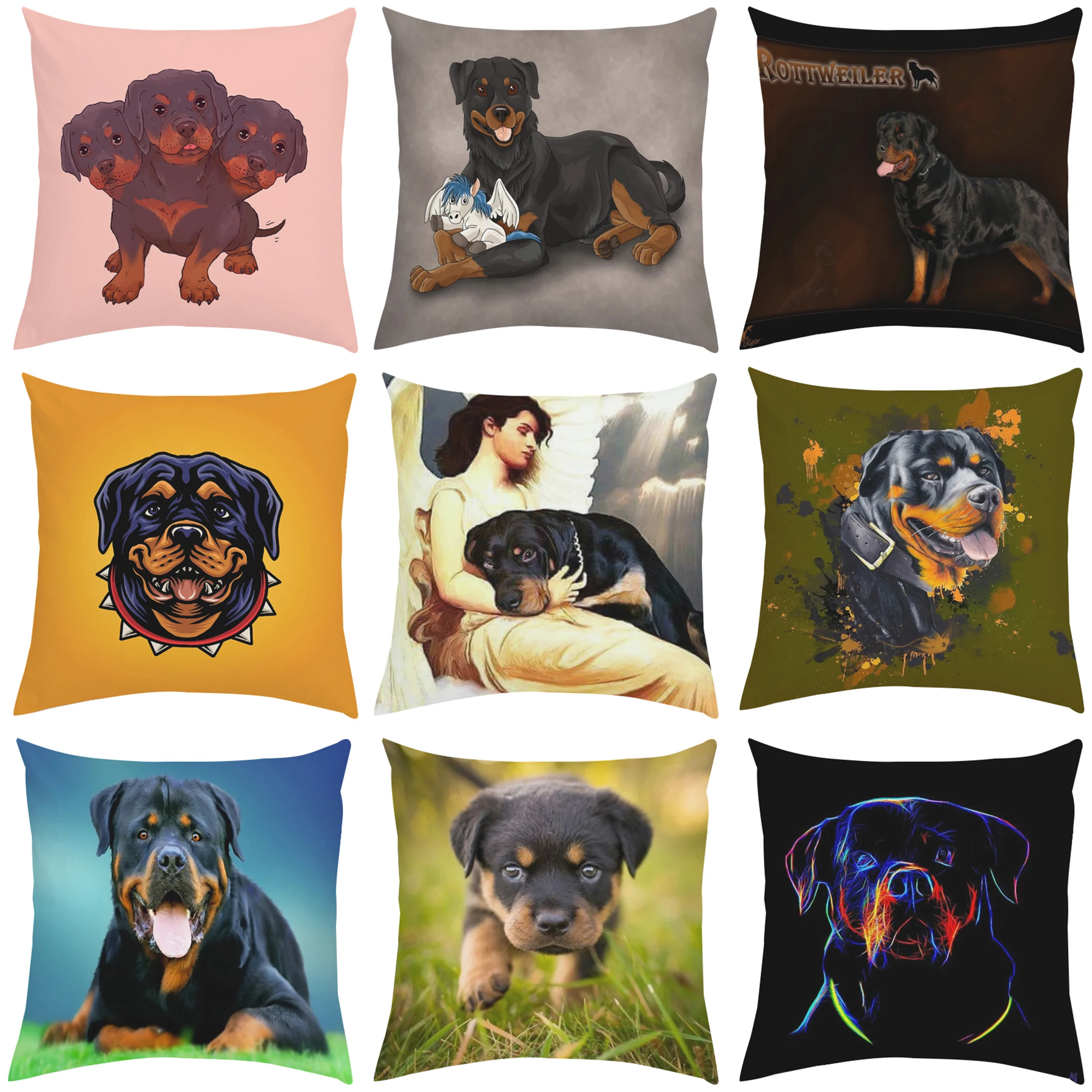 

Cushion Cover 45x45cm Rottweiler Dog Pillow Cases Decorative Pillows Covers Pillowcase Cushions Home Decor Pillowcases 50x50