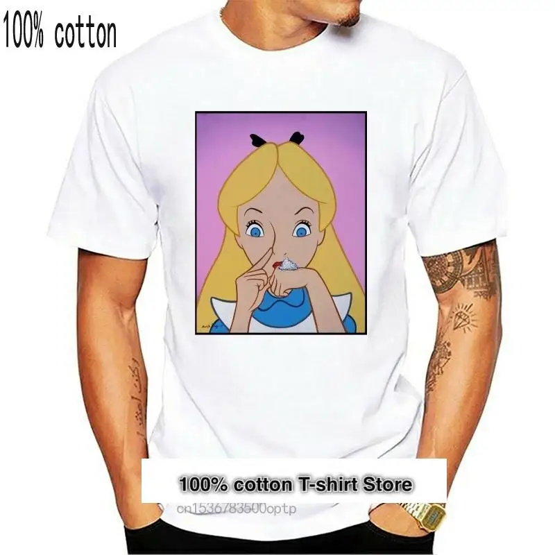

Camiseta divertida del país de las maravillas de Alicia para hombres, camisetas con estampado de cocaín, chaleco de drogas, 2134