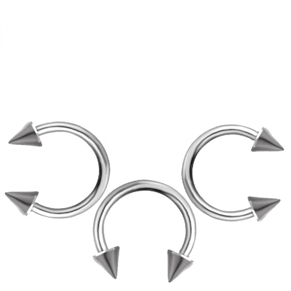 

1PC 16G Titanium Horseshoe Ring Circular Barbell Cartilage Hoop Septum Nose Lip Eyebrow Tragus Silver Color Spike Ear Pick Size