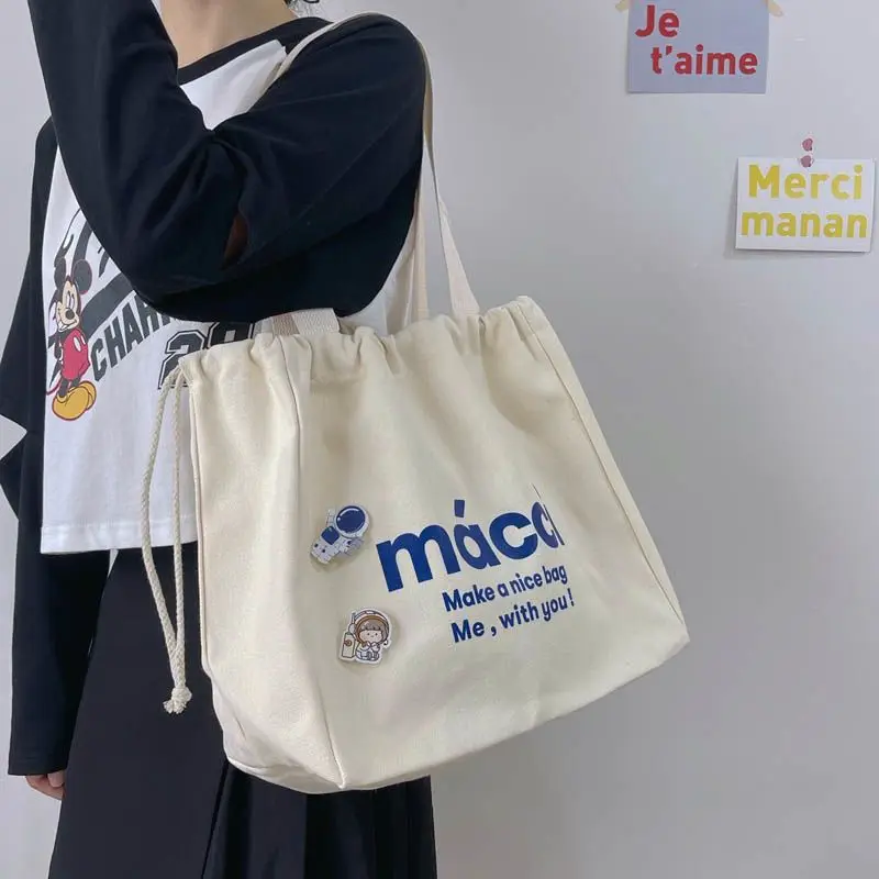 

Japanese Canvas Bag, Women's Literary and Artistic Commuting Simple and Versatile Handbag Tote Bag Large Capacity Shoulder Bag