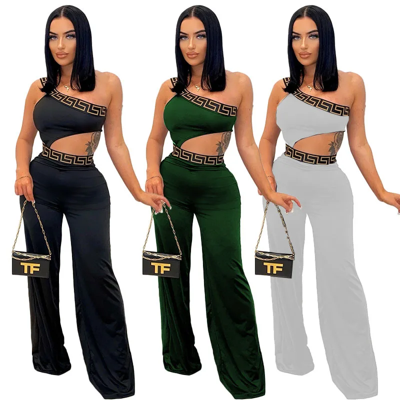 Комбинезон женский с открытыми плечами модный пикантный однотонный комбинезон