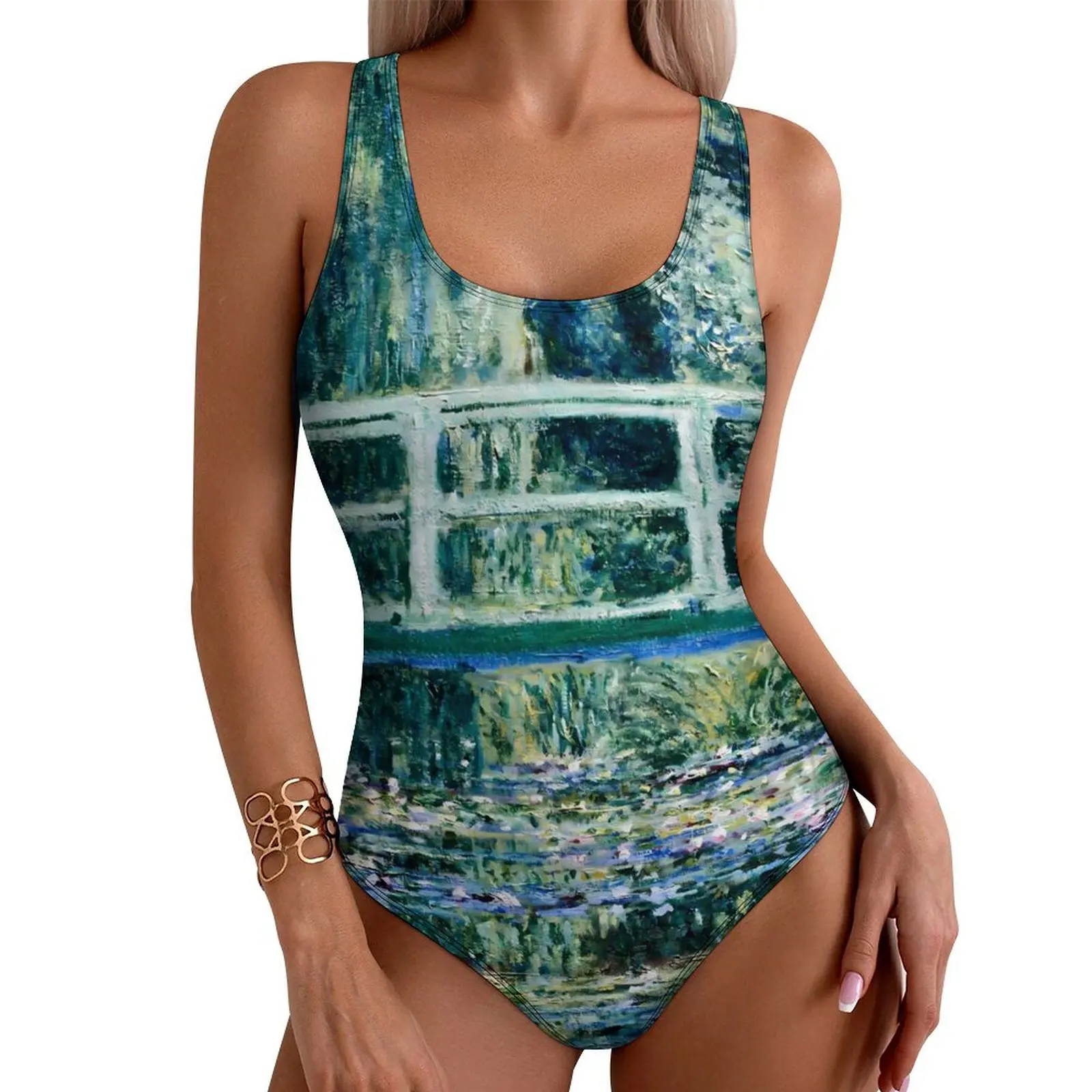 Купальник с водяной лилией сексуальный цельный купальник Клода Моне боди пуш-ап