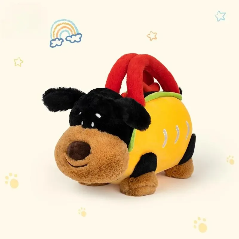 

40cm Fluffly Funny Hot Dog Handbag Cartoon Stuffed Soft Delicious Food Creative Plush Bag Toys for Girls Kids Children Xmas Gift