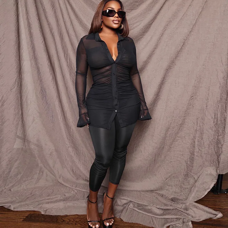 

Sexy Black Sheer Mesh Two Piece Set Women Top and Pants Clubwear Party Night Birthday Outfits Festival Clothing Matching Sets