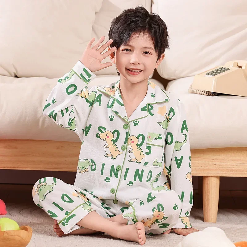 Детские осенние пижамные комплекты детская хлопковая одежда для сна с облаками