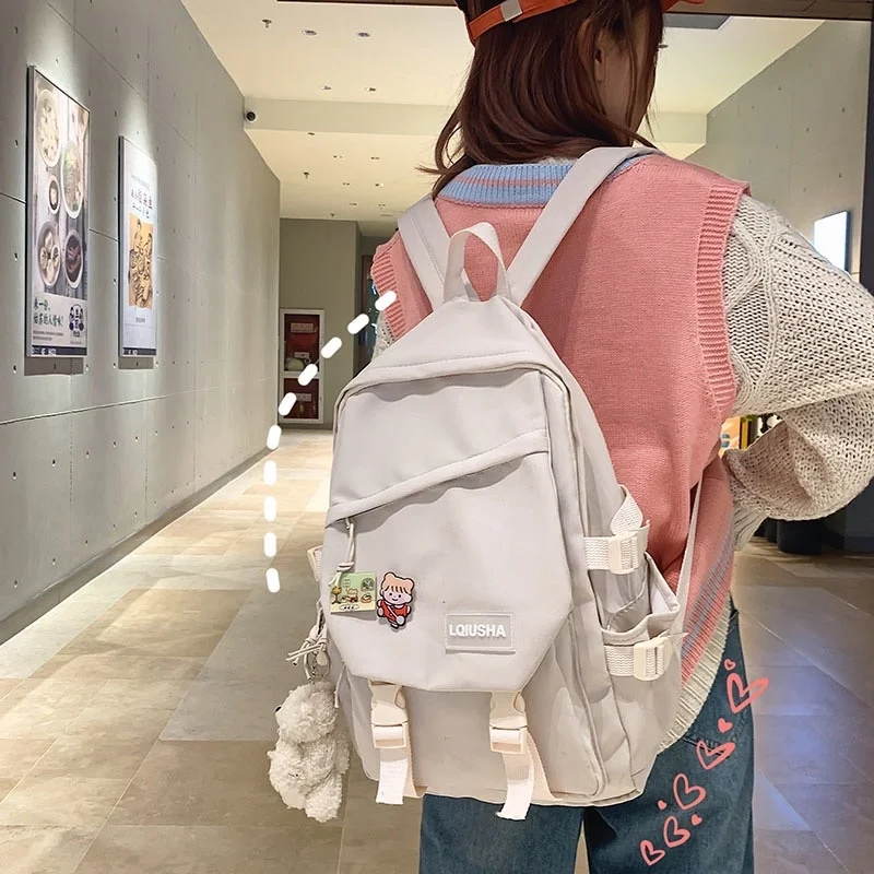 Simple Portable Travel Bag New School Bag For Teenagers Youth Solid Color Shoulder Bags