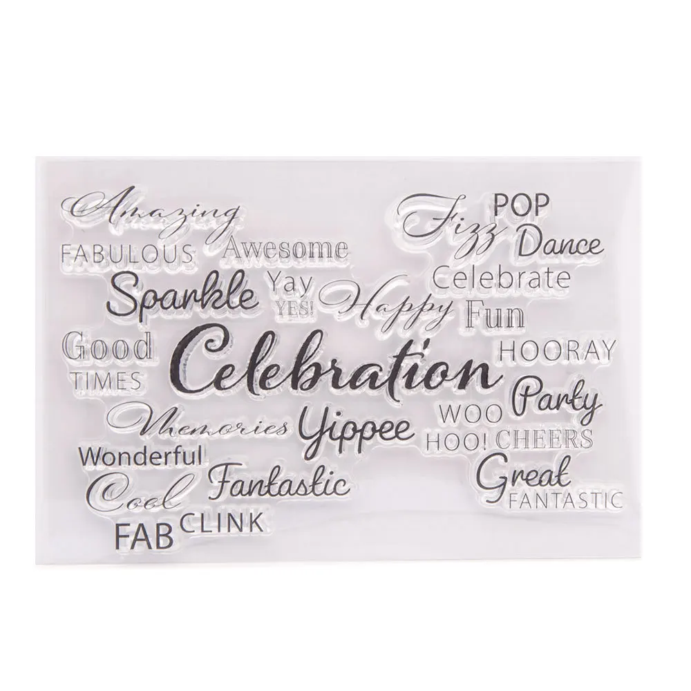 

1pcs Words Celebration Good Times Fun Wonderful Cheers Clear Stamps for Card Making Decoration and DIY Scrapbooking