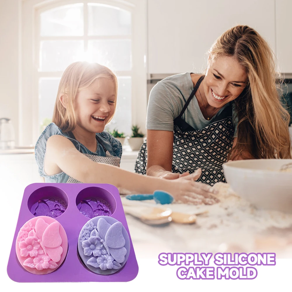 

4-полостная силиконовая форма для мыла в форме бабочки, овальная форма для мыла, мусса, торта, желе, формы для мыла, силиконовая форма, набор д...