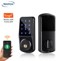 tediton waterproof cerraduras wifi keyless remote control door handle tuya smart deadbolt lock digital door lock