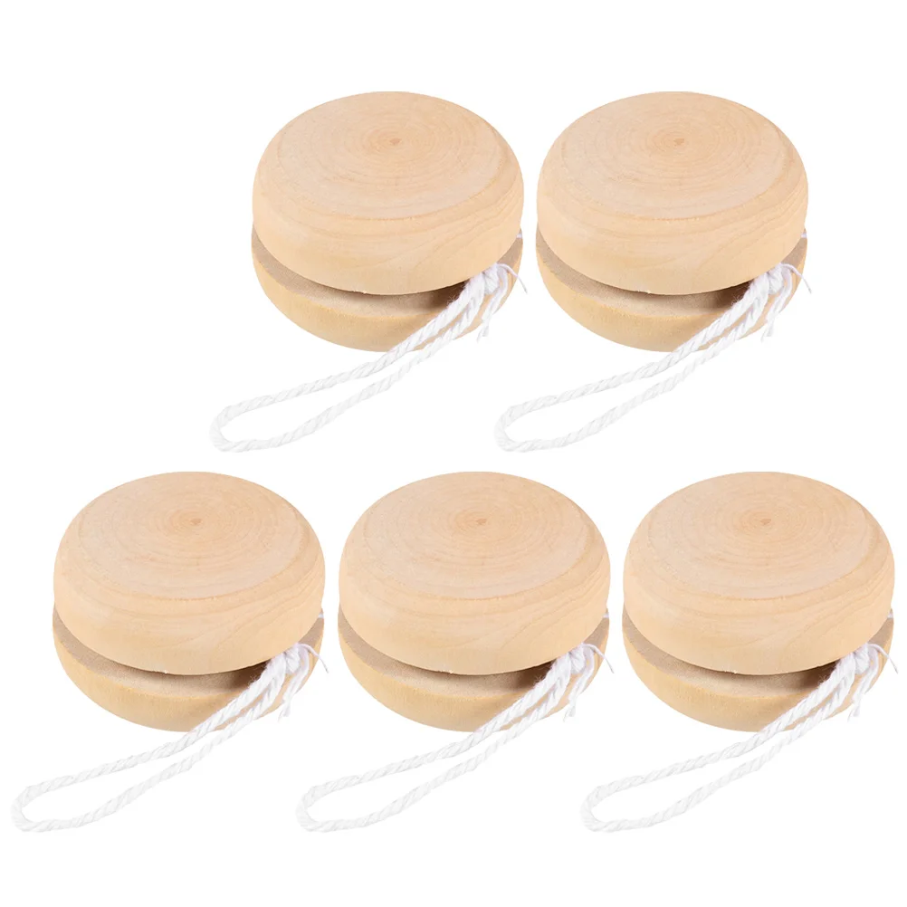 

5 Pcs Yoyo Ball Kids Toys Plaything Unpainted Yo-yo Balls DIY Wooden Graffiti Toddler