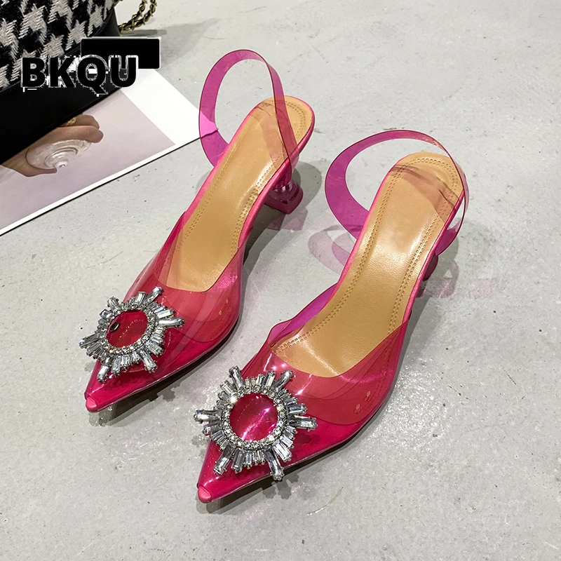

2022 Star style Women Sandals Elegant Pointed toe Slingback Summer Office Lady Shoes Fashion High heels Gladiator sandals Woman