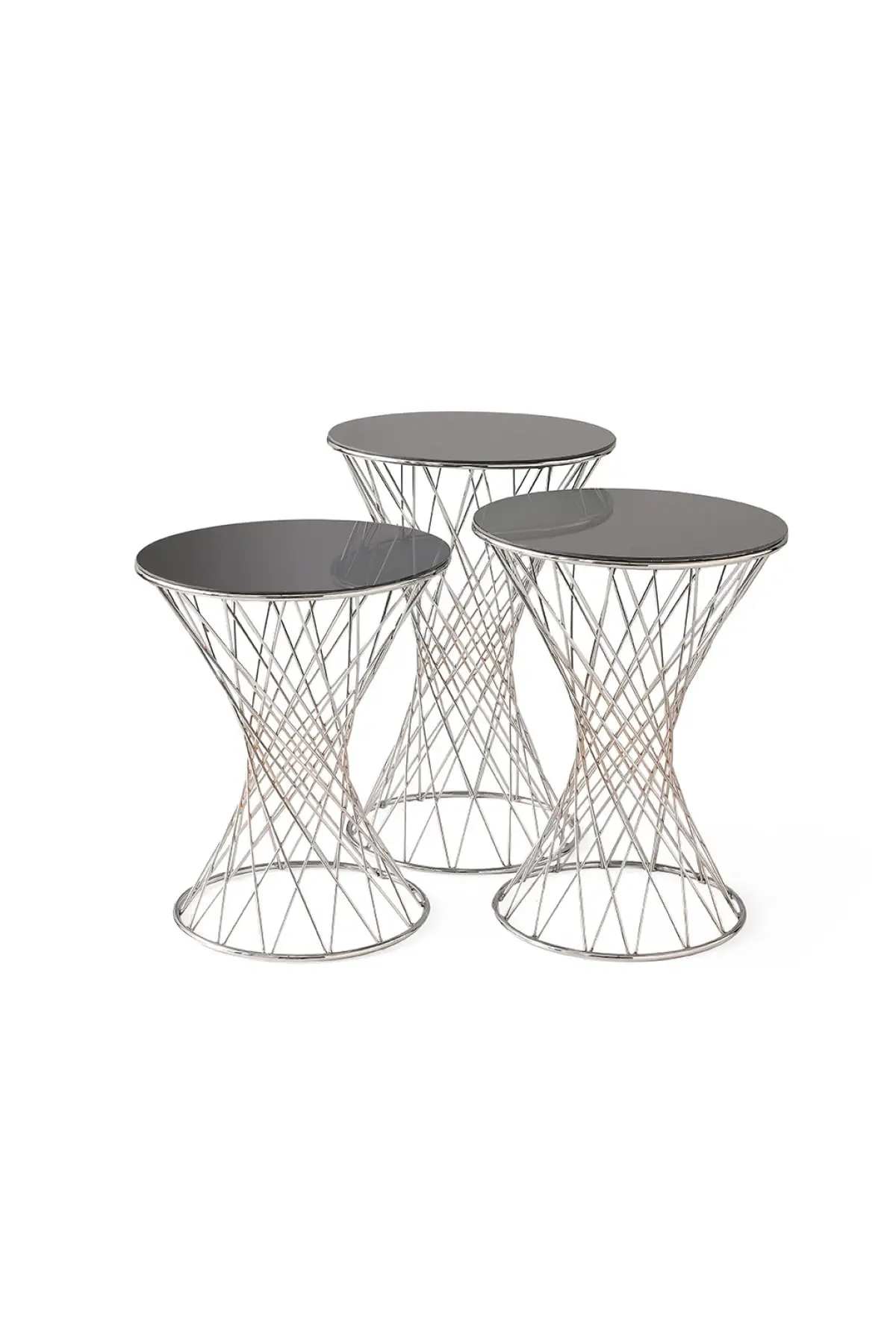 

Modern Indana Triple Zigon coffee table Chrome Plated Smoked Glass coffee tables table basse furniture living room table
