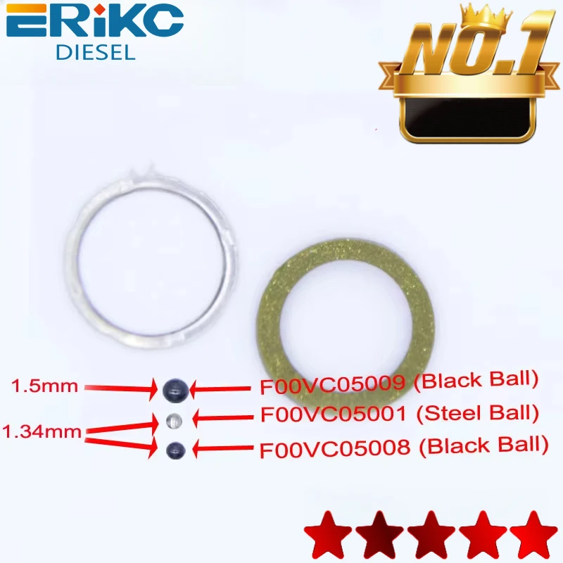 

ERIKC F00VC99002 Уплотнительные кольца Ремкомплекты форсунок Стальной шарик F00VC05001 1,34 мм F00VC05008 F00VC05009 1,5 мм