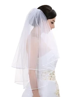2t 2 tier 18 ribbon edge bridal wedding veil 2022