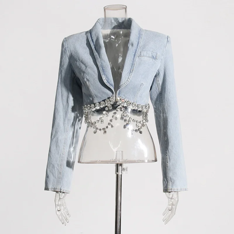 Новинка 2023 Осенний женский джинсовый Кардиган с длинным рукавом металлическая