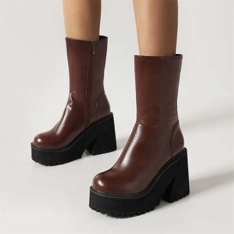 

Women Ankle Boots Winter 2022 Trend Luxury Designer Punk Platform High Heel Women Shoes Plus Size Elegant Party Lady Short Boots