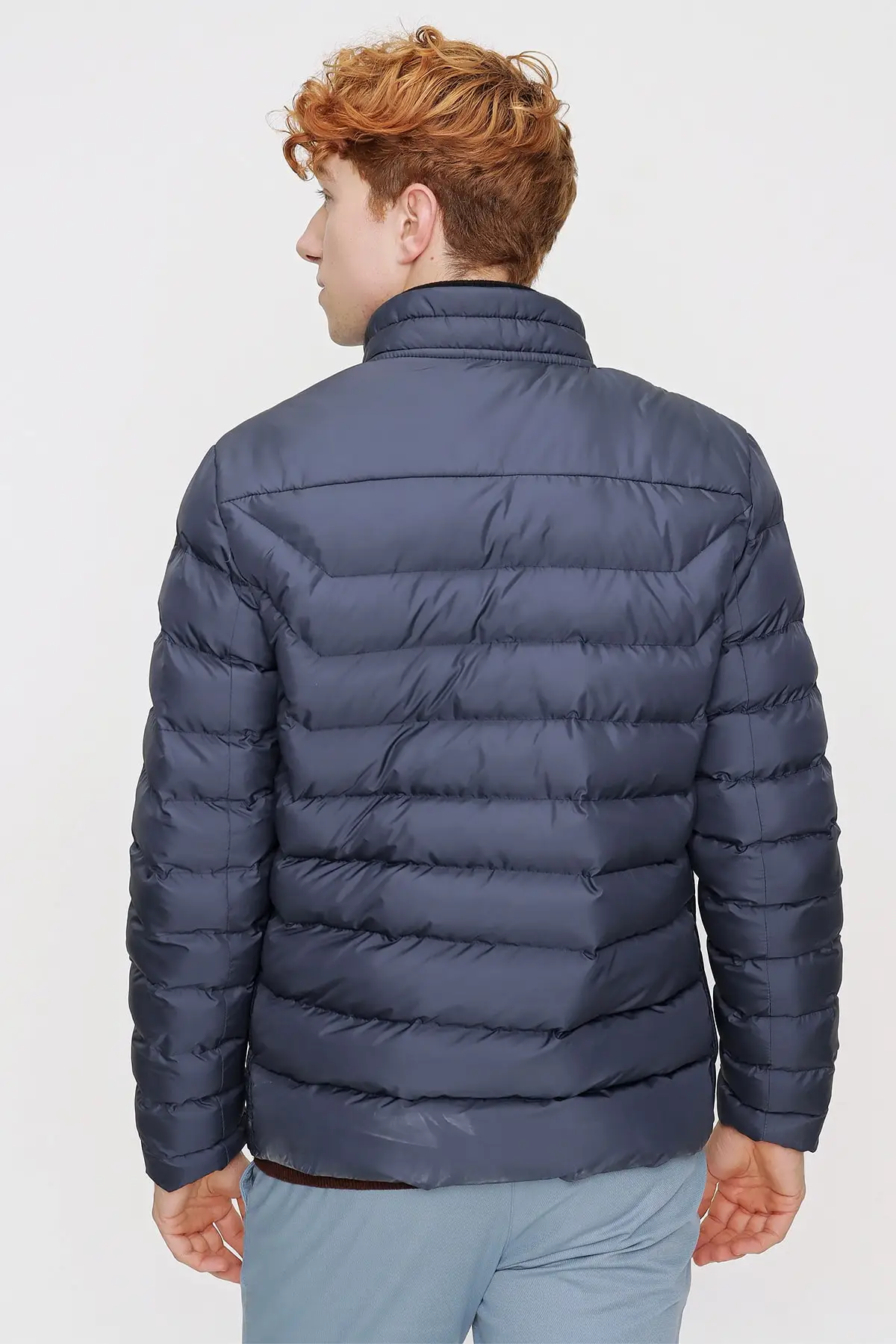 Men's Navy Edmonton Dynamic Fit Casual Fit Zippered Quilted Coat