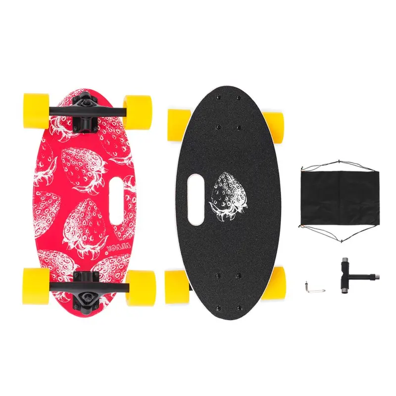 

19" Skateboard 440 lbs. Strong 7 Ply Russian Maple Complete Cruiser with Handle for Beginners and Wheel Diameter 2.7", Red Str