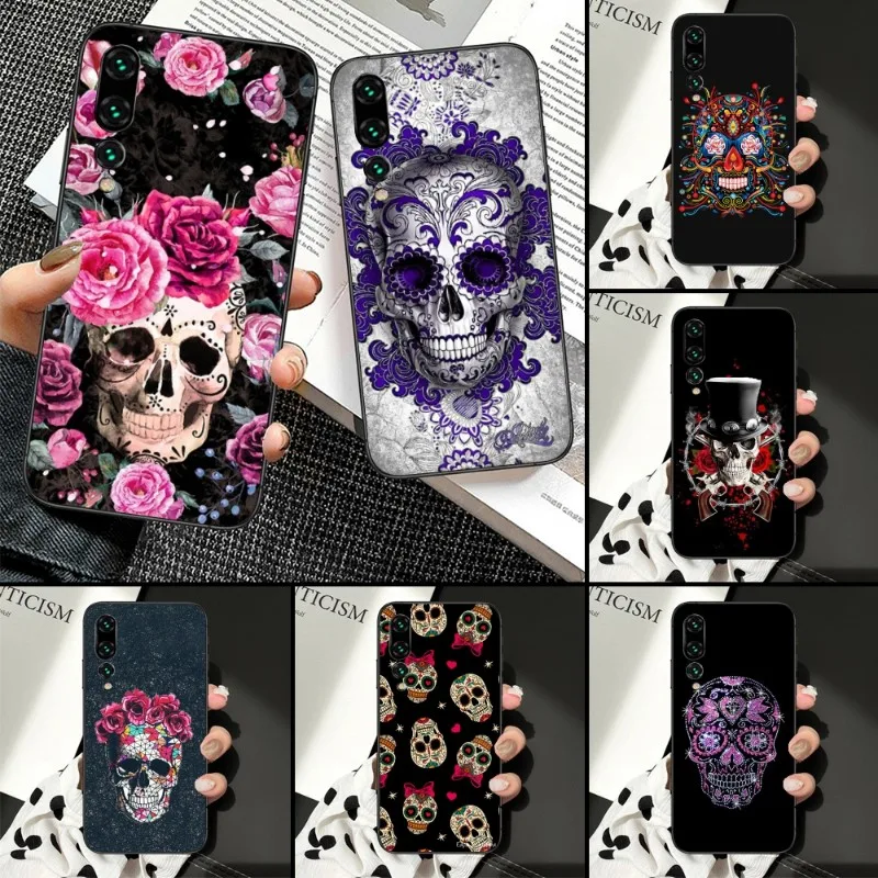 

Чехол для телефона с рисунком черепа для Huawei P50 P40 P30 Pro Lite P Smart 2021 2019 Magic 3, мягкий черный чехол для телефона