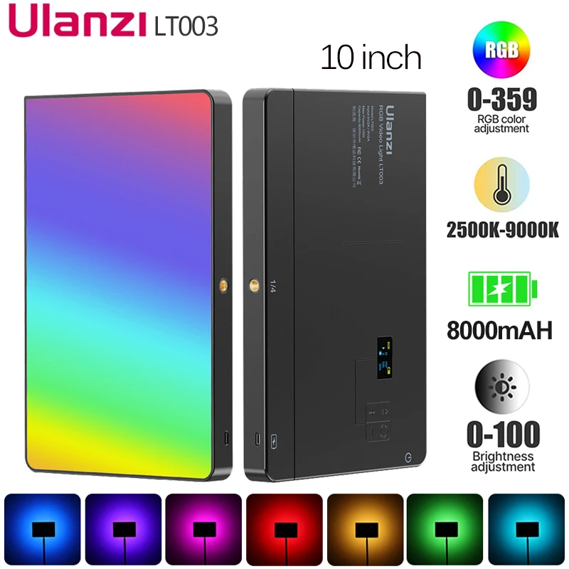 Ulanzi LT003 266LEDS RGB Video Light 8000mAh Rechargeable Lamp Portable Studio Photo Light CRI 95+ Camera Light for Photography
