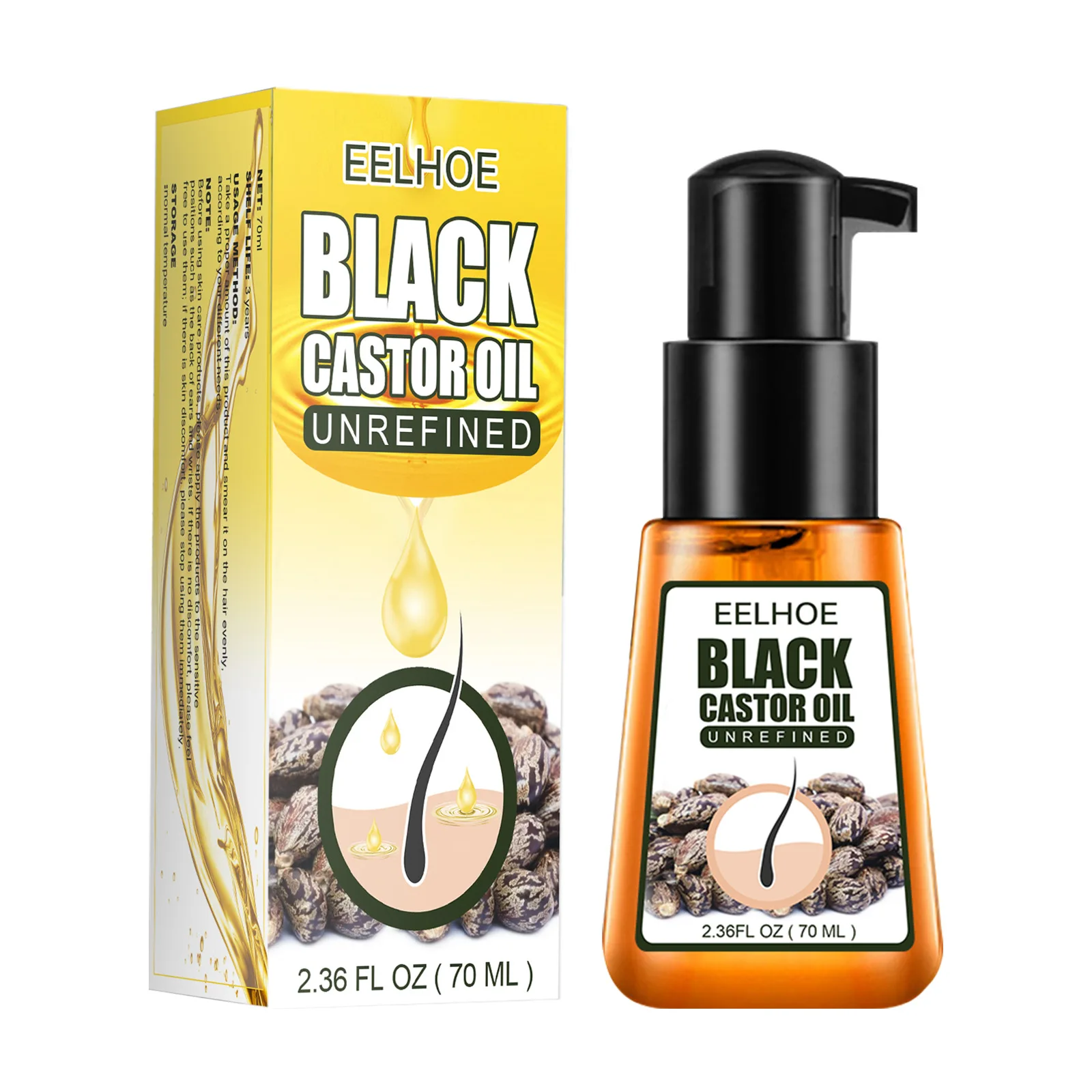 

Free Shipping 70ml Black Castor Oil Conditioning Oil Nourishes Hair Fast Growth Smoothes Frizz Softening Hair Care Men Women
