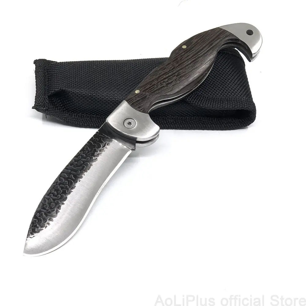 

Damascus Folding Knife Survival Tactical Pocket Knife High Hardness Self-defense Knife Wood Outdoor Hunting Knives Camping Tools