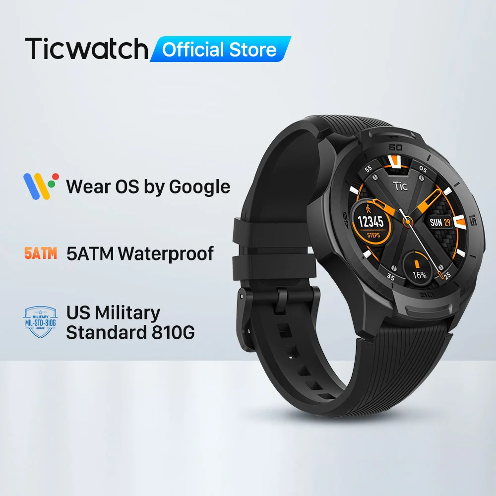 TicWatch S2 носить OS Bluetooth Smartwatch GPS Спорт отслеживание длительный срок службы батареи часы для мужчин 5ATM водонепроницаемый для IOS и Android