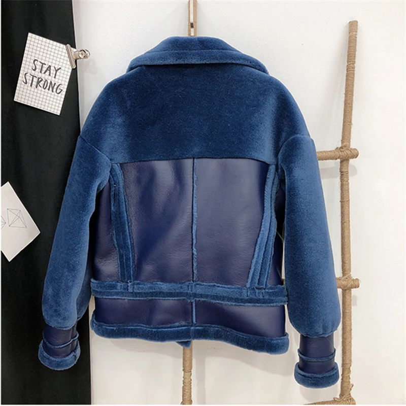 2022 New Winter Short Real Lambs Jacket Women Fashion Superior Quality Natural Fur Shearling Coat Female Motorcycle Clothing Top