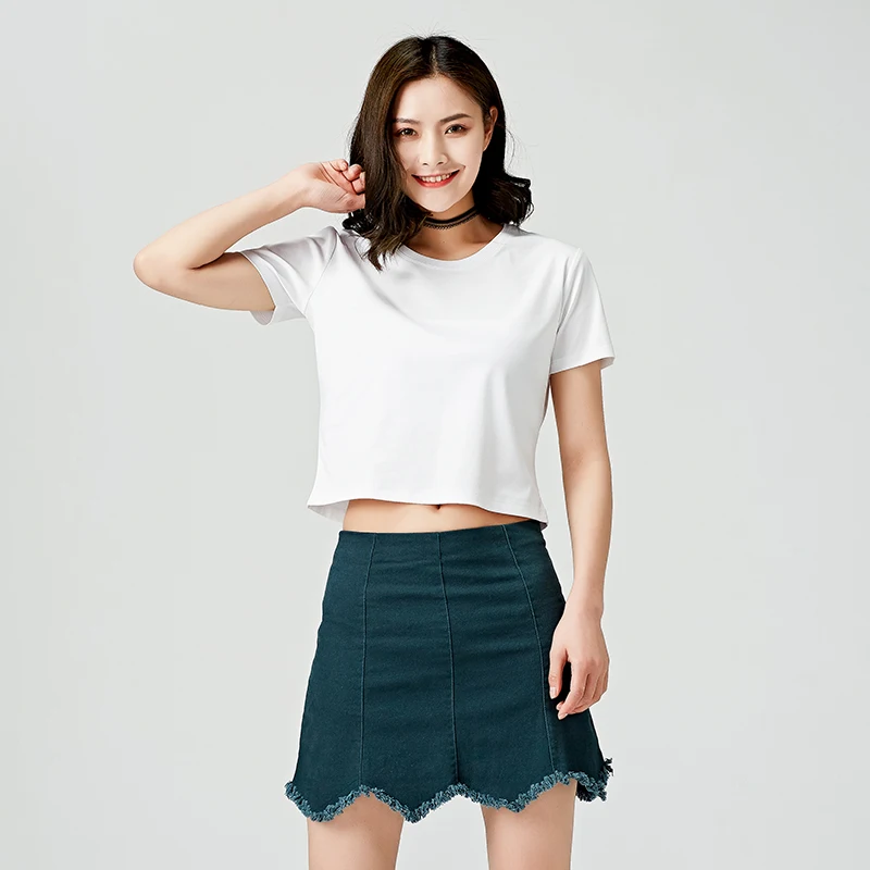 

2022 red Women's sleeves end leisure foreign high- short style