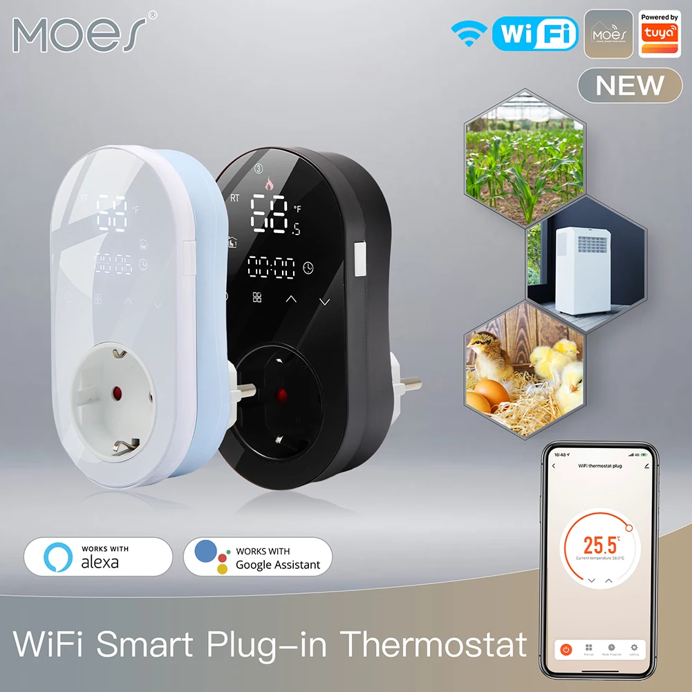 

Tuya WiFi Smart Temperature Controller Socket 16A EU Temperature Controller Plug Remote Control Support Alaxa Google Home