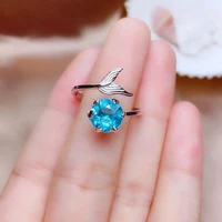 2022 luxury mermaid rings blue zircon rings for women wedding party jewelry accessories anniversary girlfriends gifts
