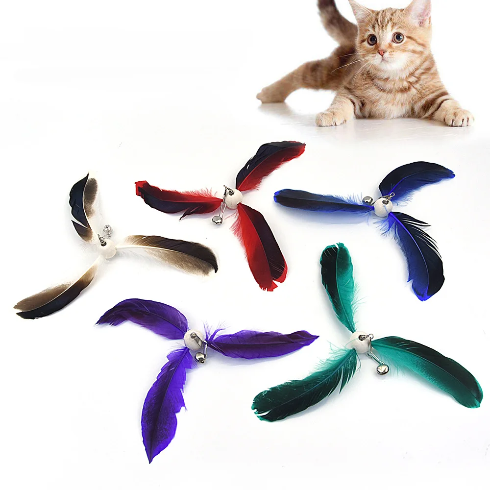 

Feather Windmill Cat Wand with Bell Interactive Toys for Cats Kitten Hunting Exercise Pet Products for Cats