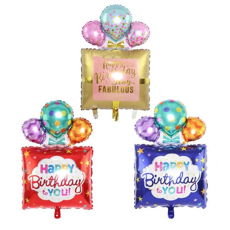 

107*63cm Happy Birthday Party To You Aluminum Film Balloon Happy Birthday Party Decor Baloon Gift Box Ballon Kids Favor