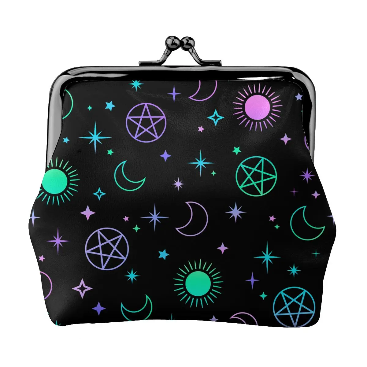 

Sun Moon And Magic Symbols Coin Purse Small Kiss-Lock Change Pouch Clasp Closure Buckle Wallet For Women