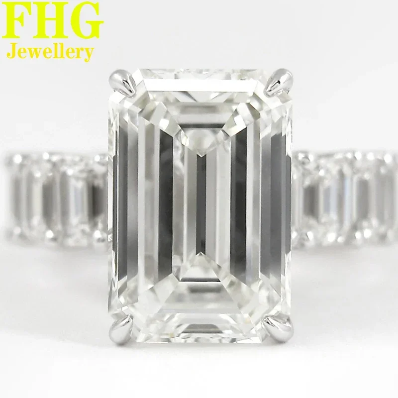

Emerald shape 1 2 3 4 5 Carat 9K White Au375 Gold Ring DVVS1 Moissnite Diamond Ring Wedding Party Engagement Anniversary Ring