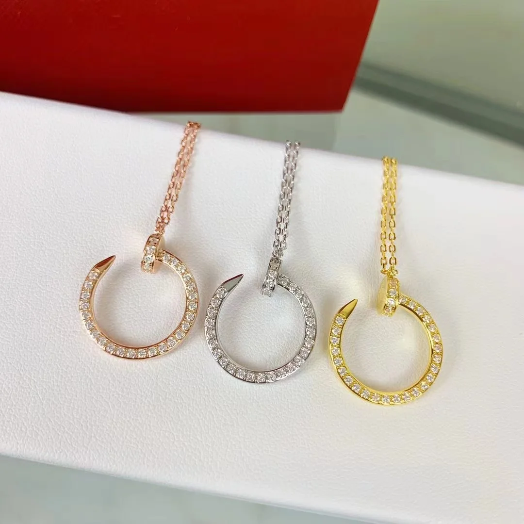 

925 silver gold-plated European and American classic three-color three-ring necklace ladies fashion trend brand jewelry gift