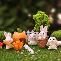 a 7 pcsset cute mini cartoom animal simulation radish rabbit model plant potted desktop garden decoration small ornaments