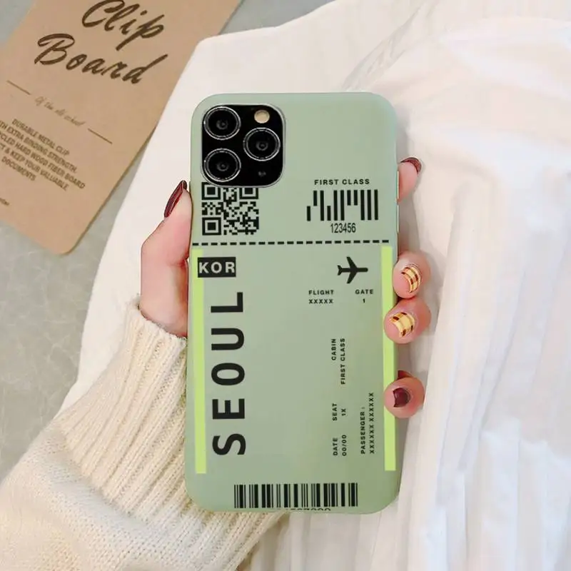 

IR ticket travel New York Los Angeles Phone Case Soft Solid Color for iPhone 11 12 13 mini pro XS MAX 8 7 6 6S Plus X XR