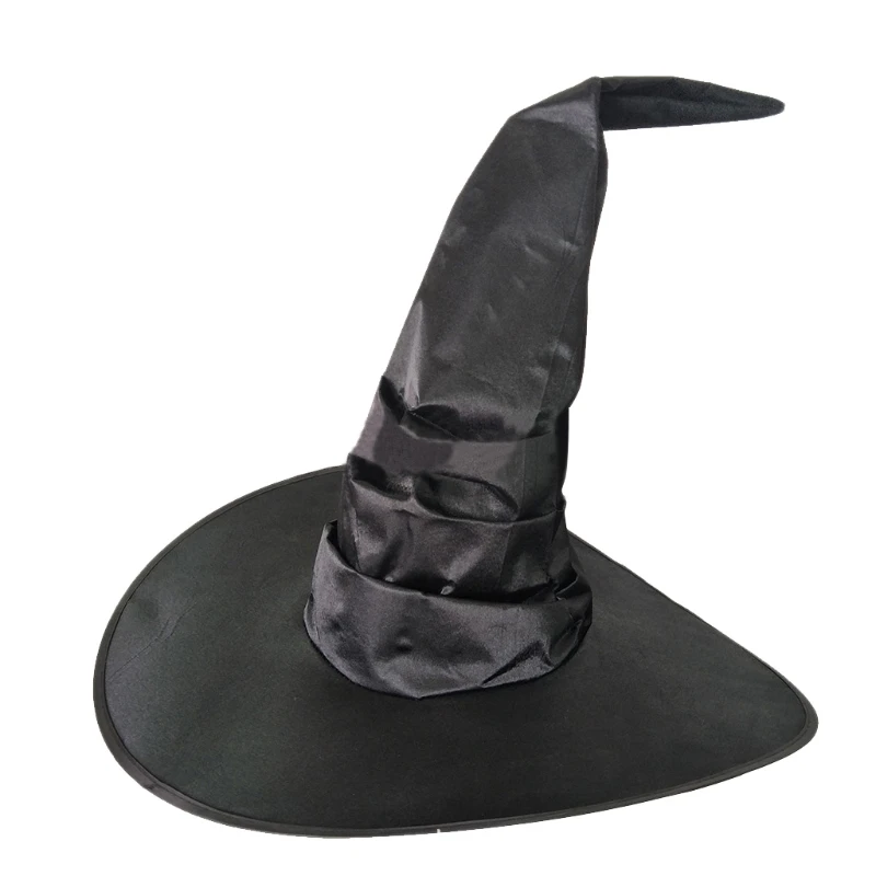 

Delicate Witch Wizard Hat Pointed Hat Pleated Halloween Hat Cosplay Props Party Costume Headgear for Christmas Drop Shipping