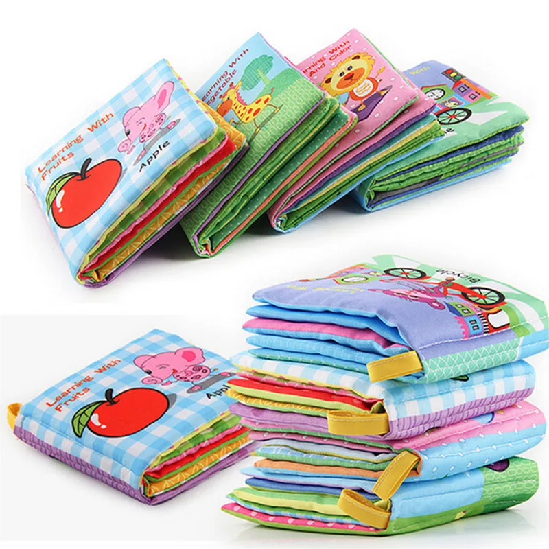 

Cute Fruit Style Kids Toys Hot New Infant Kids Early Development Soft Cloth Books Learning Education Unfolding Activity Books