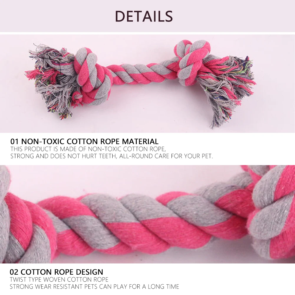 Разноцветная игрушка для щенков Pet Dog Puppy Double Knot Chew Rope Toys Clean Teeth Durable Braided Bone Molar Toy Supplies.