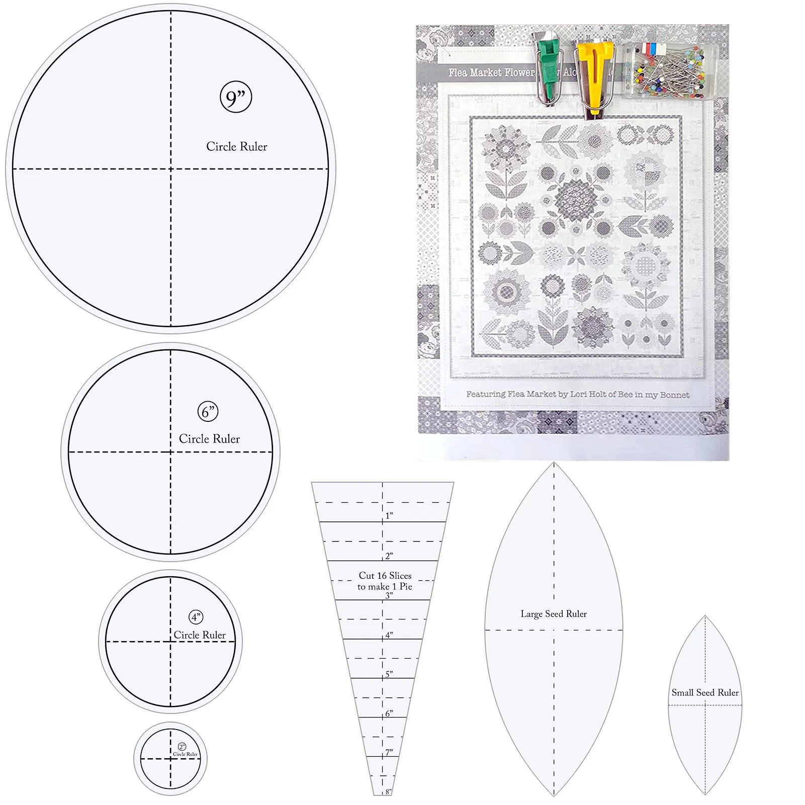 

7pcs Sunflower Quilt Template Set Acrylic Sunflower Stencil Multipurpose Patchwork Sewing Ruler Diy Quilting Stencil For