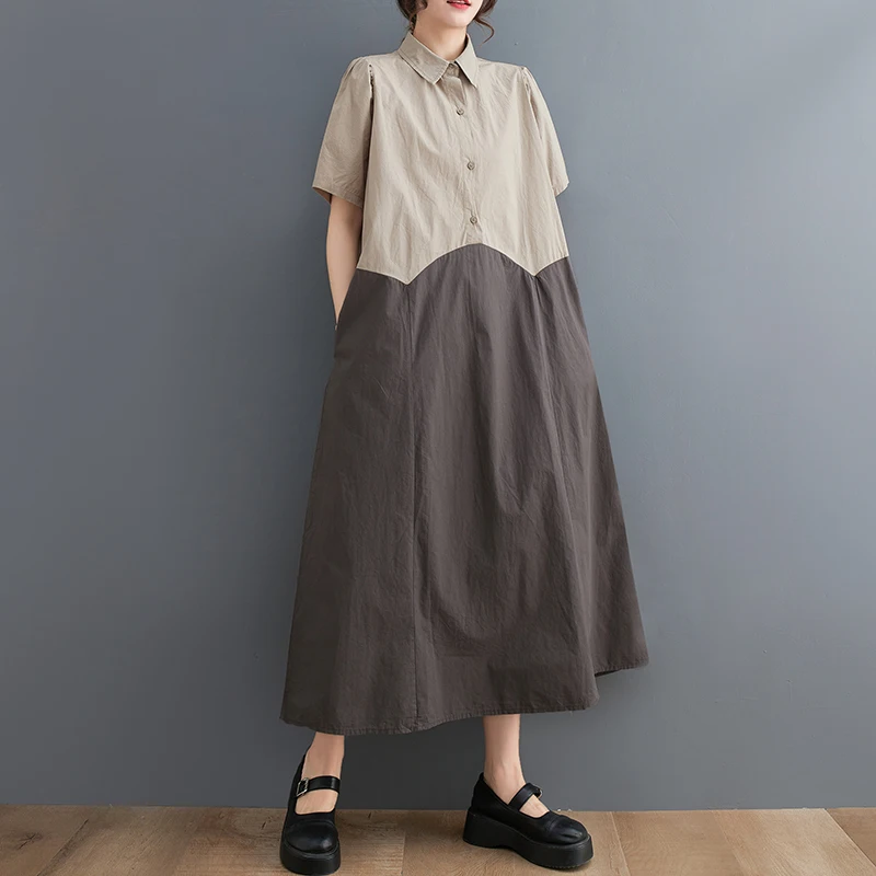 

2023 New Arrival Korea Style Patchwork Sweet Girl's Chic Summer Blouse Dress Office Lady Work Dress Fashion Women Casual Dress