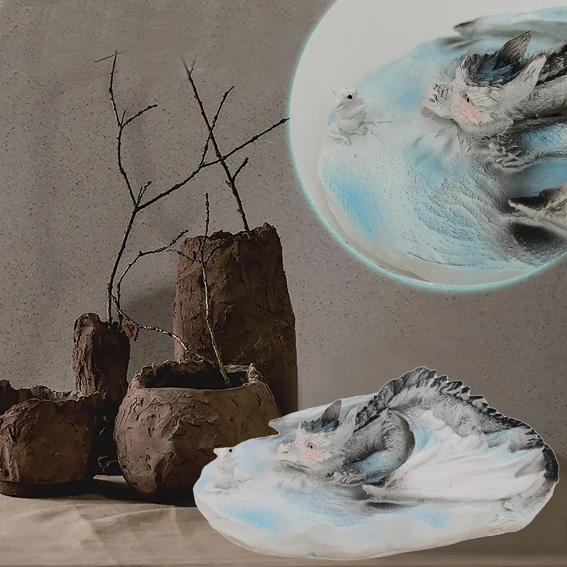 

Модель дракона и мыши, украшение для стола, художественная скульптура дракона и мыши, современная статуя животного для домашнего декора