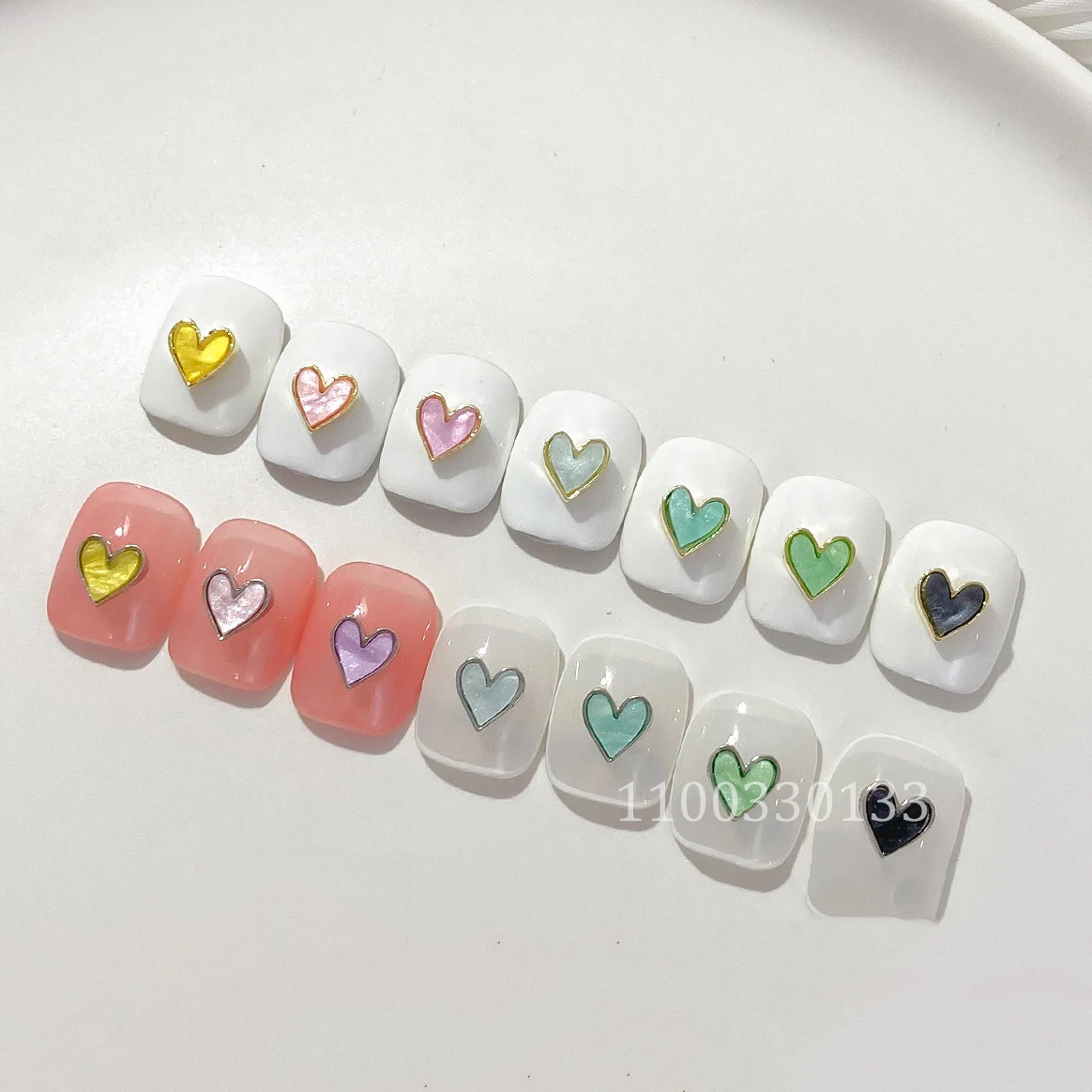

Sweet Punk: 30pcs Mica Shell Heart Alloy Nail Enhancement Candy Heart Ornament Silver Gold Metal Chrome Nail Gel Accessories DIY