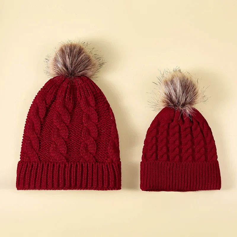 

2023 New Autumn Winter Fashion Solid Color Soft Warm Baby Beanie Acrylic Knitted Wool Ball Caps For Toddler Kids Boys Girls Hats