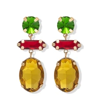 miyouke rainbow color crystal drop earrings women gold plated oval sapphire stud earrings 2022