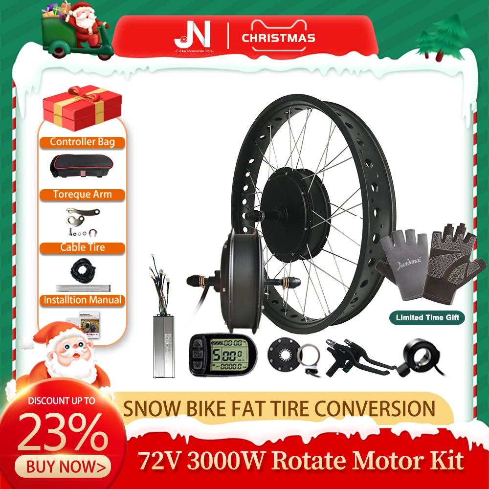 

ebike Conversion Kit 72V 3000W EBike Brushless Hub Motor Bike Rear Wheel 20''26'' 4.0 Dropout Rear 170/190mm For Snow Bike Kit